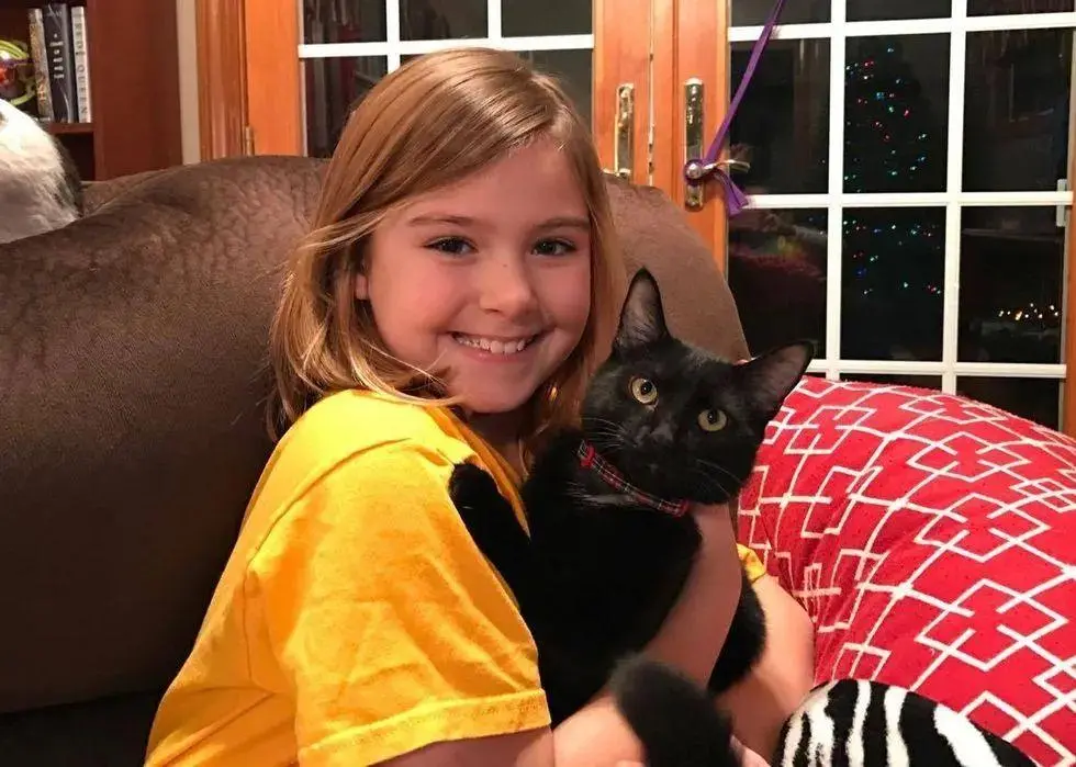9岁女孩回家看到一只小黑猫，当场崩溃大哭：是他们家的老黑猫Simon吗？